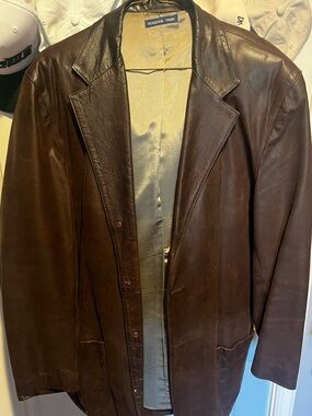 Brown Leather Men's Blazer Jacket